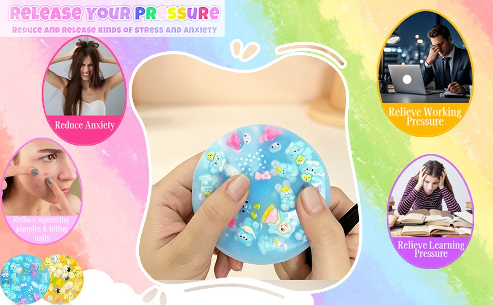 Pixnest pad held between the fingers with scenes showing relief from anxiety, work pressure and study pressure